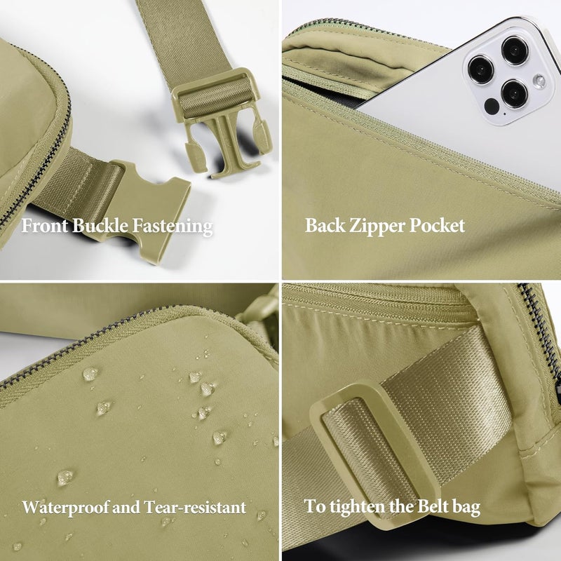 ODODOS Unisex Mini Belt Bag with Adjustable Strap Small Fanny Pack for Workout Running Traveling Hiking, Khaki Green - Image 5